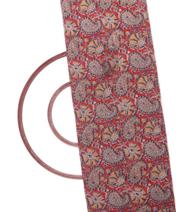 rust maroon colour paisley print chanderi fabric